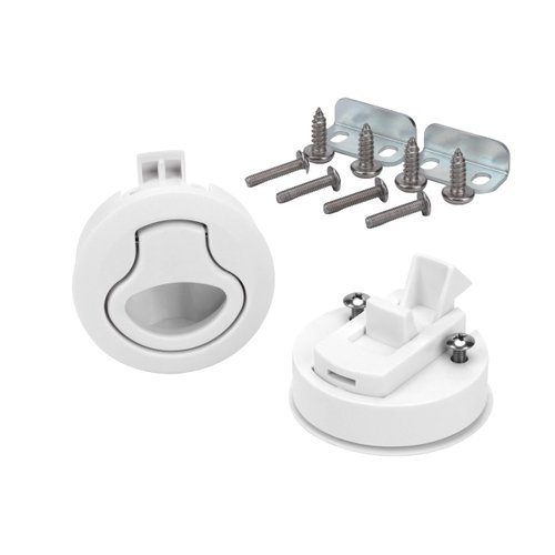 Slam Latch 2'' Flush Pull Latch White Plastic Handle for Hatch Door Cabinet Hardware on RV Boat Camper Trailer,Pack of 2