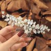 Brishow Rhinestone Bride Wedding Hair Comb Silver Pearl Bridal Hair Piece Crystal Prom Party Hair Accessories for Women and Girls