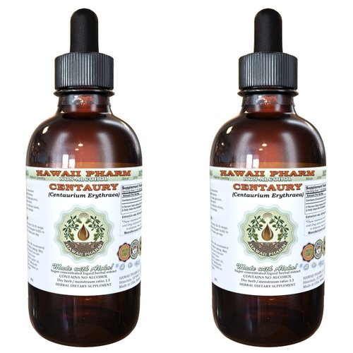 Centaury Alcohol-Free Liquid Extract, Organic Centaury (Centaurium erythraea) Dried Herb Glycerite Hawaii Pharm Natural Herbal Supplement 2x4 oz