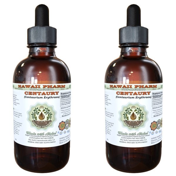 Centaury Alcohol-Free Liquid Extract, Organic Centaury (Centaurium erythraea) Dried Herb Glycerite Hawaii Pharm Natural Herbal Supplement 2x4 oz