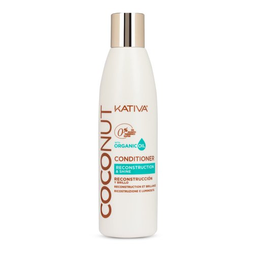 KATIVA Organic Coconut Oil Conditioner (8.45 Fl Oz), Coconut Shampoo to Rebuild and Repair Shiny & Silky Hair, for Damaged, Sensitized, Dehydrated & Dull Hair, Sulfate Free, Gluten Free, Paraben Free