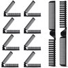 10 Pcs Portable Travel Folding Comb Brush Combo Compact Foldable Hair Brush Pocket Size Comb Double Headed for Women Men Homeless Hotel Shelter Nursing Home Charity Church (Black)
