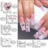 RODAKY 32PCS Bow Nail Charms 3D Silver Heart Shape Nail Art Charm with Pink Rhinestone Valentine's Day Y2K Nail Gems Shiny Nail Jewelry Acrylic Accessories for Women Nail Decorations
