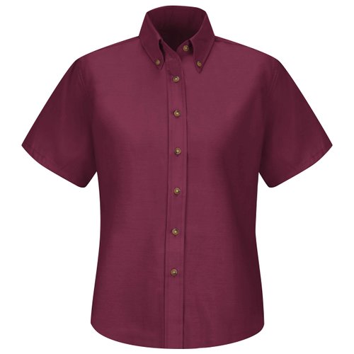 Red Kap Men's Standard Short Sleeve Poplin Dress Shirt, Burgundy, 18