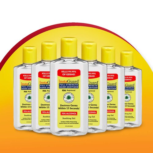 FDA Hand Cleanse (6 Pack, 4oz) Hand Purification - Kills 99.99% Germs, Advanced Formula with Vitamin E and Aloe Vera - FREE Peppermint and Vanilla Bean Lip Balm USDA Certified Organic - InstaGuard