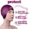 Swim Caps Ear Protection 3D - Swimming Cap for Women Men - Silicone Swim Cap Waterproof - Fits Long Hair & Short - Adult Swim Cap - Youth Swim Cap - Swim Hats (Windsor Wine)