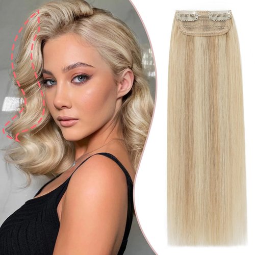 Rich Choices Clip in Human Hair Extensions for Short Hair 6 Inch Ash Blonde&Bleach Blonde Invisible Mini Clip in Short Hair Pieces Clip in Mini Real Human Hairpiece For Thinning Hair For Men Women