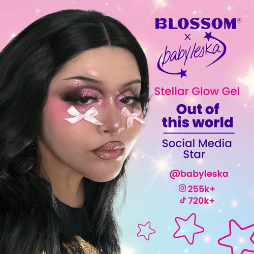 Blossom x babyleska Stellar Glow Gel Chrome Flake Eyeshadow Flake Multichrome Color Gradient Shiny Eye Shadow Topper Multi-Tone High Shine Finish Metallic Glitter Shimmer, 2pk, Supernova/Shooting Star