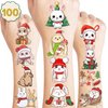 Christmas Temporary Tattoos Bunny Party Decorations Favors Supplies Xmas Themed Cute Stickers 10 Sheets 100 PCS Gifts for Baby Girls Boys Class School Carnival