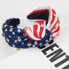 Lonext Independence Day Knotted Headband for Women Sparkly Rhinestone Embellished Hairbands Twist Turban Headband Elastic Wide Hair Hoop for Girls (American Flag Colors)