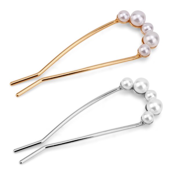 2pcs French Hair Pin, 11x3.6cm/4.33x1.42inch Metal French Hair Pins French Twist Hair Pin Hair Sticks Gold Silver Hair Clip Hair Hair Clips Hair Accessories for Women (Type2)