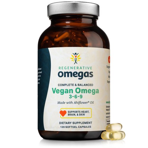 Ahiflower Oil Softgels Complete and Balanced Vegan Omega 3-6-9 Essential Fatty Acids Plant Based No Fish Source of Vegan Healthy Fats 120 Vegan softgels