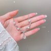 TseanYi CZ Teardrop Pendant Necklace Pearl Necklace Wedding Bridal Crystal Necklace Silver Rhinestone Leaf Vine Drop Necklace Sparkly Crystal Vine V Shape Necklace Pearl Waterdrop Necklace for Women
