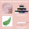 Boko 6pcs Body Glitter Gel, 60ML Total Gold Chunky Glitter Gel for Face Hair Body Glitter Makeup, Cosmetic Face Glitter Sequins for Halloween Christmas Mardi Gras Concert Party Rave Accessories