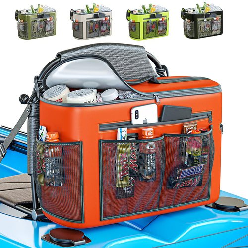 Skywin Kayak Cooler Behind Seat - Waterproof Kayak Seat Back Cooler- Compatible with Lawn-Chair Style Seats, Kayak Accessories Stores Drinks and Keeps Them Cool All Day Kayaking (Orange)