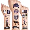 24 Sheets Police Temporary Tattoos, Birthday Decorations Police Party Favors