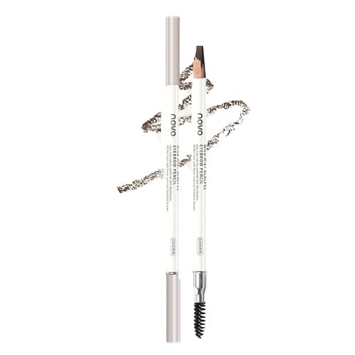 Novo Dual-Ended Waterproof Eyebrow Pencil - Angled Tip for Hair-like Strokes & Precise Shaping, Built-in Spiral Brush, Smudge-Proof, Long-Lasting Brow Pen for Defined, Natural Brows
