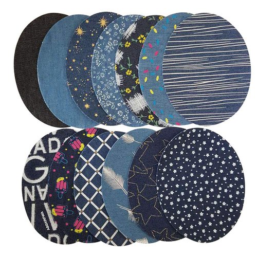Healifty 13Pcs Denim Patches Sewing Repair Patches Jeans Patch Iron on Applique for Clothing Jeans and DIY Repair (Random Colors)
