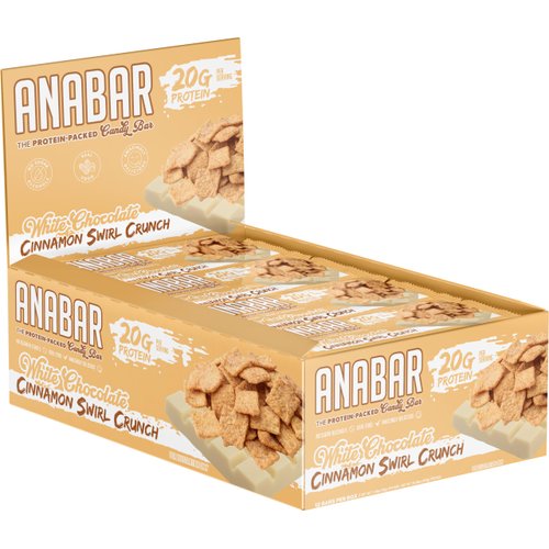 Anabar Protein Bar, The Protein-Packed Candy Bar, Amazing Tasting Protein Bar, No Sugar Alcohols, Real Food, Amazingly Delicious, 20 Grams of Protein (12 Bars, White Chocolate Cinnamon Swirl Crunch)