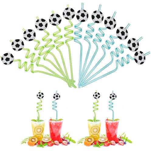 12 Pack Drinking Staws Soccer Ball Party Supplies Soccer Theme Party Favors
