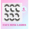 Losha Lashes 6 Pairs Fluffy False Eyelashes for Women 20mm Long Dramatic Faux Mink Strip 5D Lashes Pack for Gorgeous Makeup