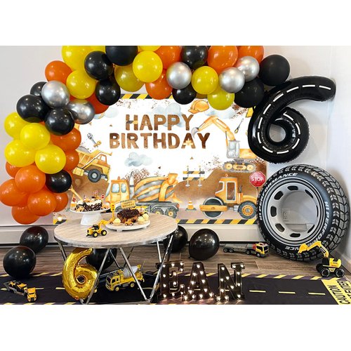 Avezano Construction Birthday Banner Excavator Crane Birthday Party Decorations for Boys Construction Birthday Party Supplies Construction Backdrop for Kids 70.8x43.3 inch