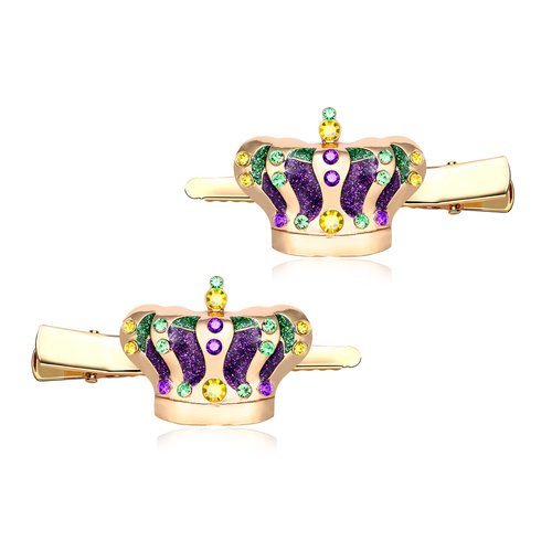 Mardi Gras Hair Clips Accessory Festive Glitter Crown Charms Hairpins for Women Girls Funny Fiesta Mexican Holiday Party Jewelry Gifts (Crown)