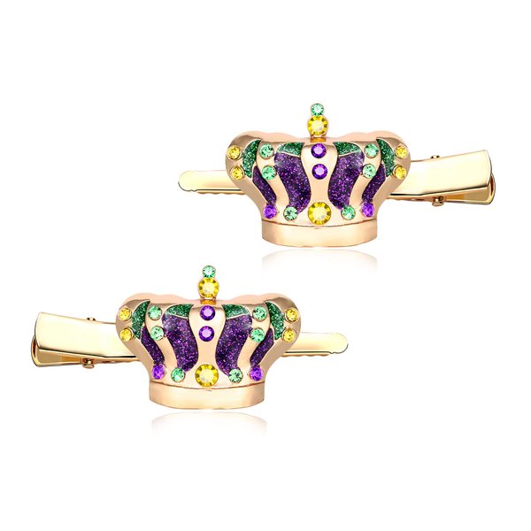 Mardi Gras Hair Clips Accessory Festive Glitter Crown Charms Hairpins for Women Girls Funny Fiesta Mexican Holiday Party Jewelry Gifts (Crown)