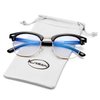 Kursan Blue Light Blocking Glasses for Women Men Semi-Rimless Frame Fake Nerd Eyeglasses (Bright Black Gold)