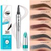 1 PC 4-Claw Liquid Eyebrow Pencil, Soft And Smooth 36H Lasting Water-proof Eyebrow Pencil, Natural Molding Precise Eyebrow Color Eyebrow Definer, Creating Vivid Natural 3D Eyebrow (02# dark brown)