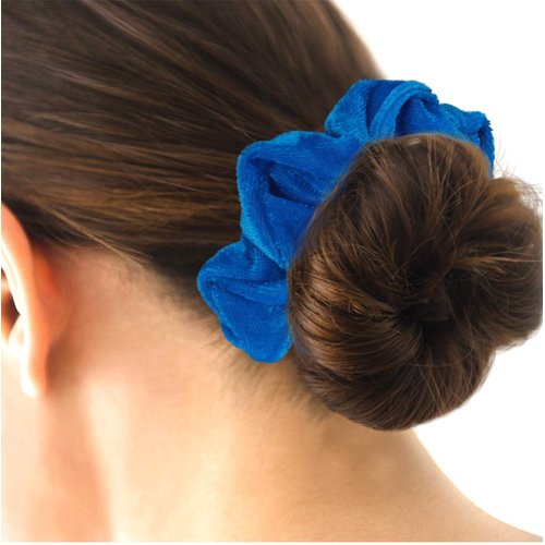 Kenz Laurenz Hair Scrunchies - 2 Velvet Hair Ties for Women Girls Hair Elastics Ponytail Holder Scrunchy Pack (Blue)