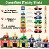 Atoylink Toddler Sorting and Stacking Toys with Magnetic Wooden Cars & Community Helpers, Baby Number Blocks Nesting Boxes Preschool Learning Montessori Toys for 1 2 3 Year Old Boys Girls Gift