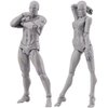 AXITWXIT Body Kun Doll, Artists Manikin Blockhead Jointed Drawing Mannequin for Artists Drawing Model Figures for Figure Male+Female Set(Grey)