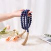 OMISHE 59in Wood Bead Garland with Tassels, Wooden Beads Garland, Decorative Beads Garland Decor, Farmhouse Beads Garland for Wall Hanging Home Festival Decor, Navy Blue