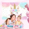 Mocsicka Unicorn Birthday Decorations Unicorn Backdrop for Girls Birthday Party 6x4ft Pastel Rainbow Unicorn Glitter Stars Dots Happy Birthday Banner Photo Booth Props