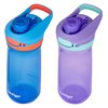 Contigo Jessie Kids Water Bottle with Leak-Proof Lid, 14oz Dishwasher-Safe Kids Water Bottle, Fits Most Cup Holders, 2-Pack Blue Poppy/Coral & Amethyst/Jade
