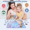 Puzzles for Kids Ages 4-8,Kids Puzzles in a Metal Box,Winter Princess Puzzles,Children Boys Girls Learning Educational Puzzles Packed in Tin Box,100 Pieces