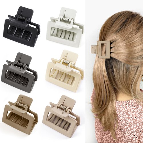 Medium Small Claw Hair Clips for Women Girls, Morhom Matte Rectangle Hair Claw Clips for Thin/Medium Thick Hair, Strong Hold Hair Jaw Clips Nonslip Clips (Warm color)