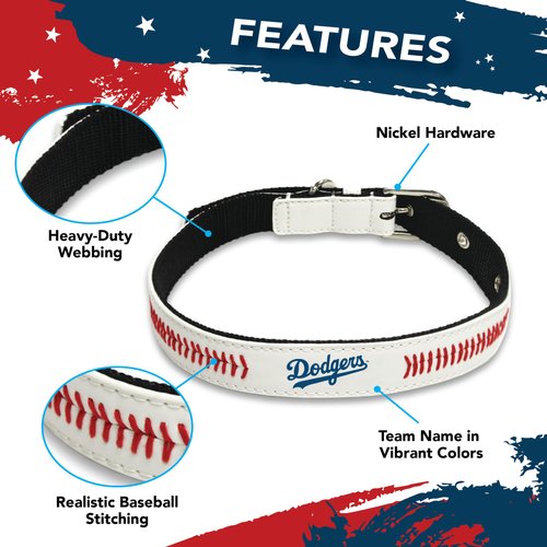 MLB Dog Collar Los Angeles Dodgers New Signature PRO PVC-Leather Premium Pet Collars Extra Tough & Durable! Super Stylish! Size: Medium Adjustable 16-20" Length x 1" Width