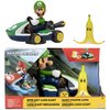 Super Mario Spin Out Mariokart Luigi Racer Vehicle with 360 Spins, Wind Up and Go! Includes One 2.5” Luigi Action Figure