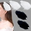 4 Pcs Fly-Wing Feather Hair Clips Heart Crystal Hair Barrettes Vintage Elegant Luxury Headpiece Bride Party Festival Wedding Jewelry Accessories for Women (Black+White)
