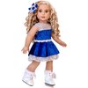 Ice Dancer - 3 Piece 18 inch Doll Ice Skating Outfit - Blue Leotard with Double Blue & Silver Ruffle Skirt, Decorative Head Flower and Ice Skates - Clothes Fits 18 inch Doll (Doll Not Included)