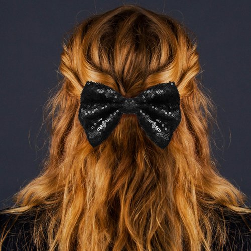 Ipetboom 3Pcs Glitter Bow Hairpin Black Gold Sliver Bling Hair Bows Sparkling Sequin Bow Tie Hair Clip Girls Hair Bows for Girls Hair Accessories