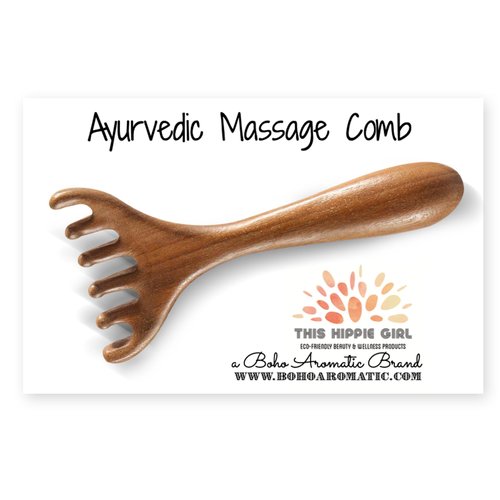 THIS HIPPIE GIRL Ayurvedic Meridian Massage Comb, Wood Massage Comb for Head, Scalp and Neck Gua Sha, Sandalwood Comb for Scalp Massage, Essential Oil Massager for Women's Hair and face