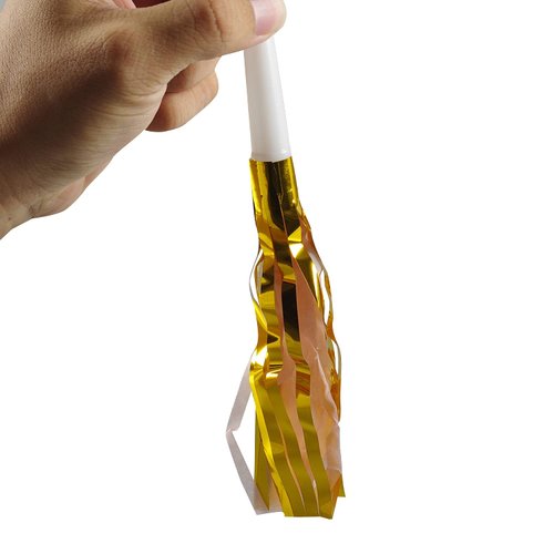 HAOYUNLAI 24 Pcs Party Horns Noisemakers Pink, Glitter Metallic Fringed noise makers party favors for adults, for New Year Carnival Celebration,Birthday,halloween Party Favor Decoration