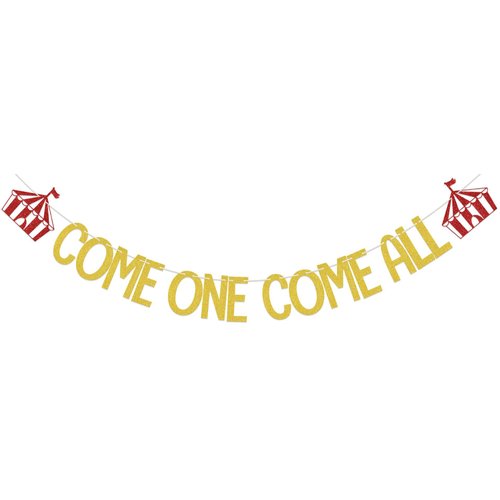 Come One Come All Banner, Circus 1st Birthday Party Decorations, Carnival Theme Party Clown First...