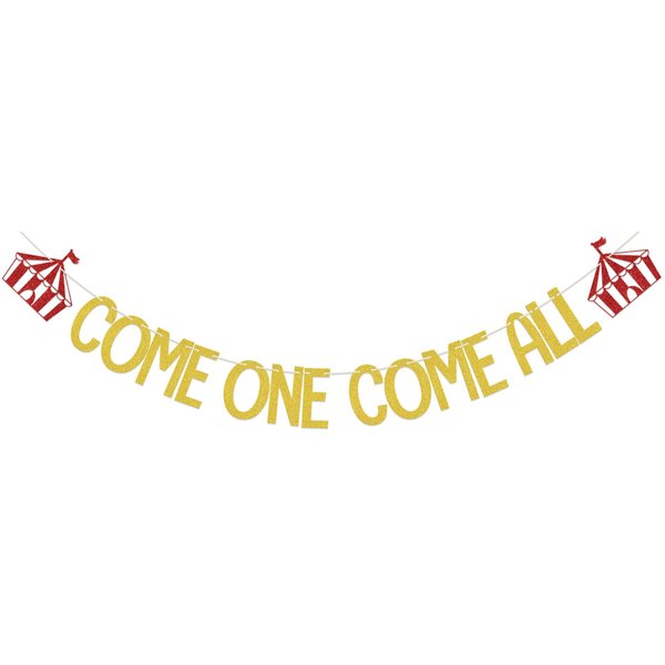 Come One Come All Banner, Circus 1st Birthday Party Decorations, Carnival Theme Party Clown First Birthday Decoration, Circus Tent Big Top Theme Baby Shower Party Supplies Gold Red