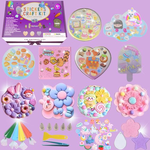 1000 Pieces of Multi Style Waterproof Stickers, 50PCS Easy DIY Keychain Bookmark Making Kit, Unicorn, Princess, Cute Animal, Arts Craft Supplies for Kids, Birthday Gifts for Boys and Girls Aged 4-8