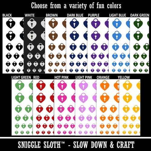 Heart Lock Key Temporary Tattoo Water Resistant Fake Body Art Set Collection - Hot Pink (One Sheet)