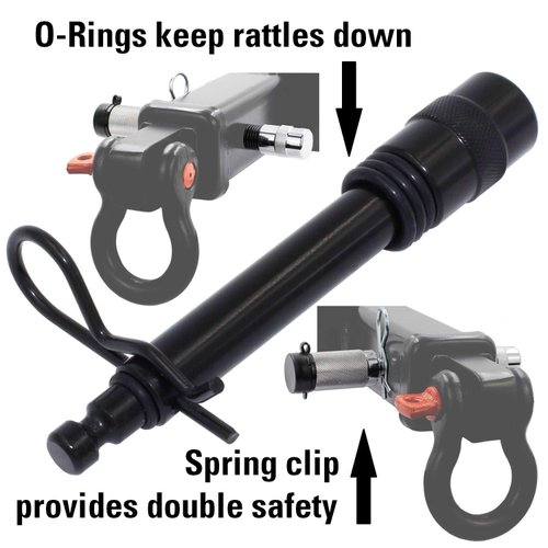 TowWorks 79631 Keyed Unique 5/8" Trailer Hitch Lock with Extra Long 3-1/4" Span, Double Safety Tow Hitch Receiver Locking Pin for Class III IV Hitches with 2" and 2.5" Receivers